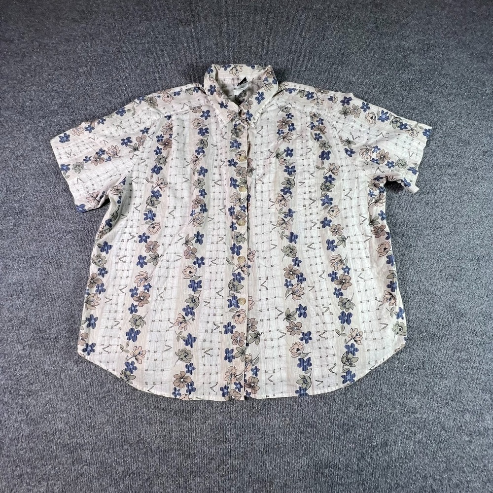 Vintage Top & Co Shirt Women's 22 Multicolor Floral Button Front Short Sleeve